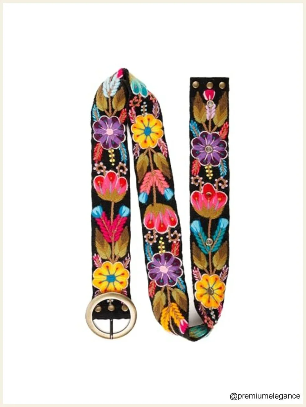 Women's Handmade Floral Embroidered Belt Wool Mexican Style